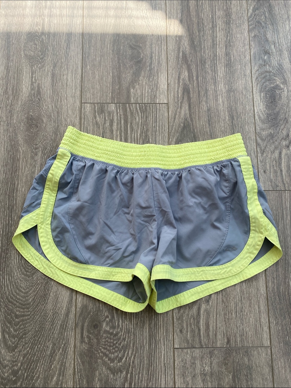 Champion - Grey Athletic Running Shorts with Neon Yellow Trim - Size L